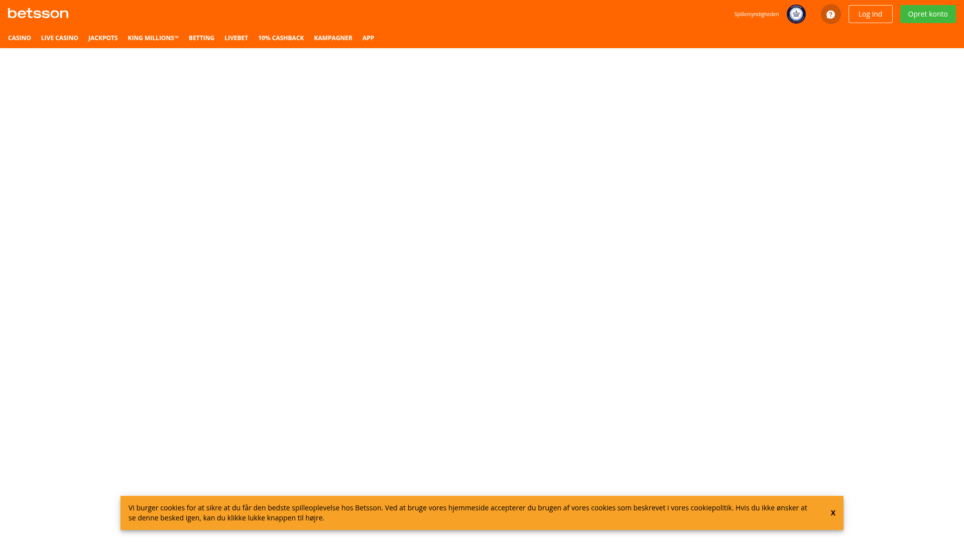 Skærmbillede af Betssons forside
